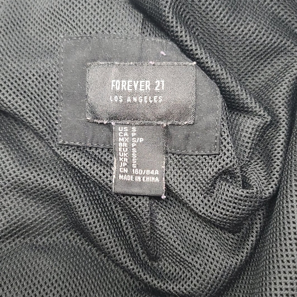 Forever 21 Quarter Zip LOS ANGELES Mesh Lined Hoodie Size Small Black White - Picture 2 of 9
